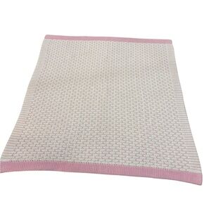 Pottery Barn Kids Pink and White Knitted Blanket